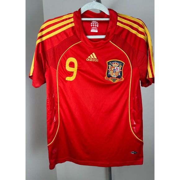 Adidas Spain Euro 2008 Home Jersey #9 Torres Red Shirt Men Soccer Espana S - Picture 2 of 5